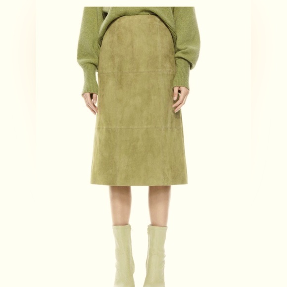 Alice and Olivia NWT Maeve Suede Midi Slip Skirt Size 10
